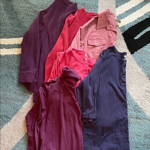 Bundle of 6 Long Sleeve Tops Purple Red blue. Duluth Trading Company. XL to 2X